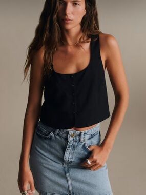 NWT SEZANE TOP BLOUSE BLACK